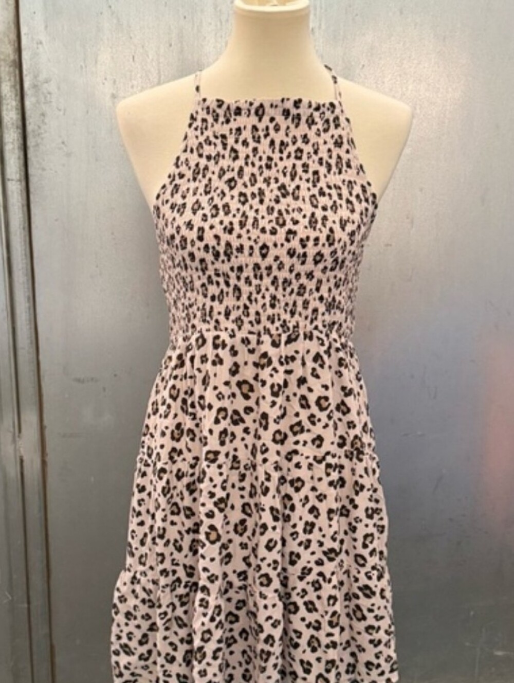 American Eagle Leopard Print Halter Sundress
